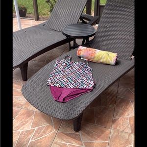 Fit 4 You tankini colorful nice pattern size 16 purple bottom.
